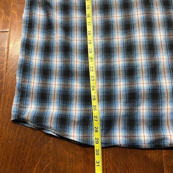 Wrangler Western Ranch Pearl Snap Plaid Blue White Red Men's Size XXL - Picture 7 of 7